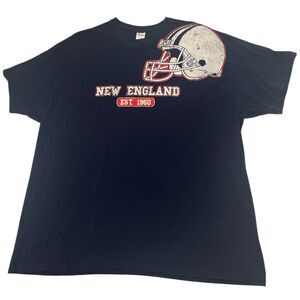 New England Football Helmet Graphic T Shirt Heavy Cotton Retro 2XL Navy ✨